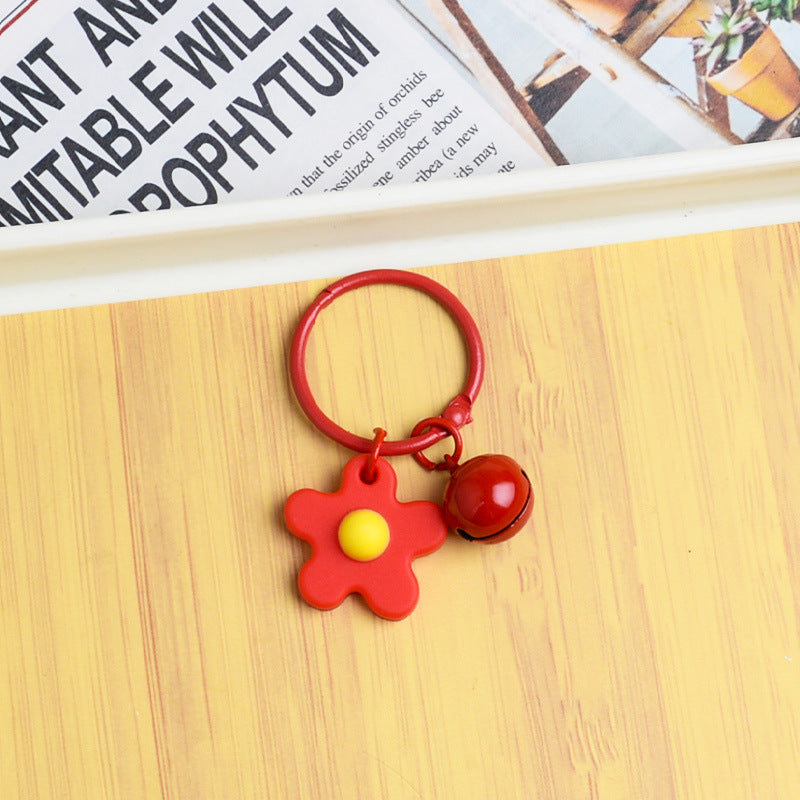 Wholesale Small fresh colorful flower bell keychain